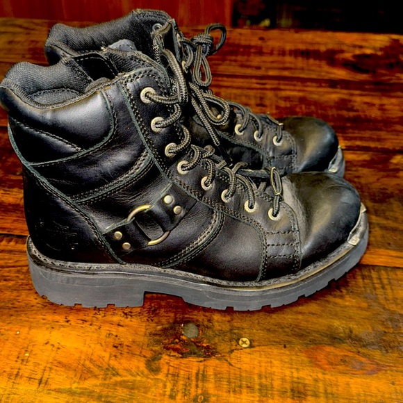 Harley-Davidson Women's 6" Maddy Boots Ankle Zip Lace Up Black Size 9 - Picture 2 of 9
